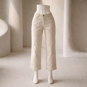Democracy Cream Wide-Leg Cropped Pants
